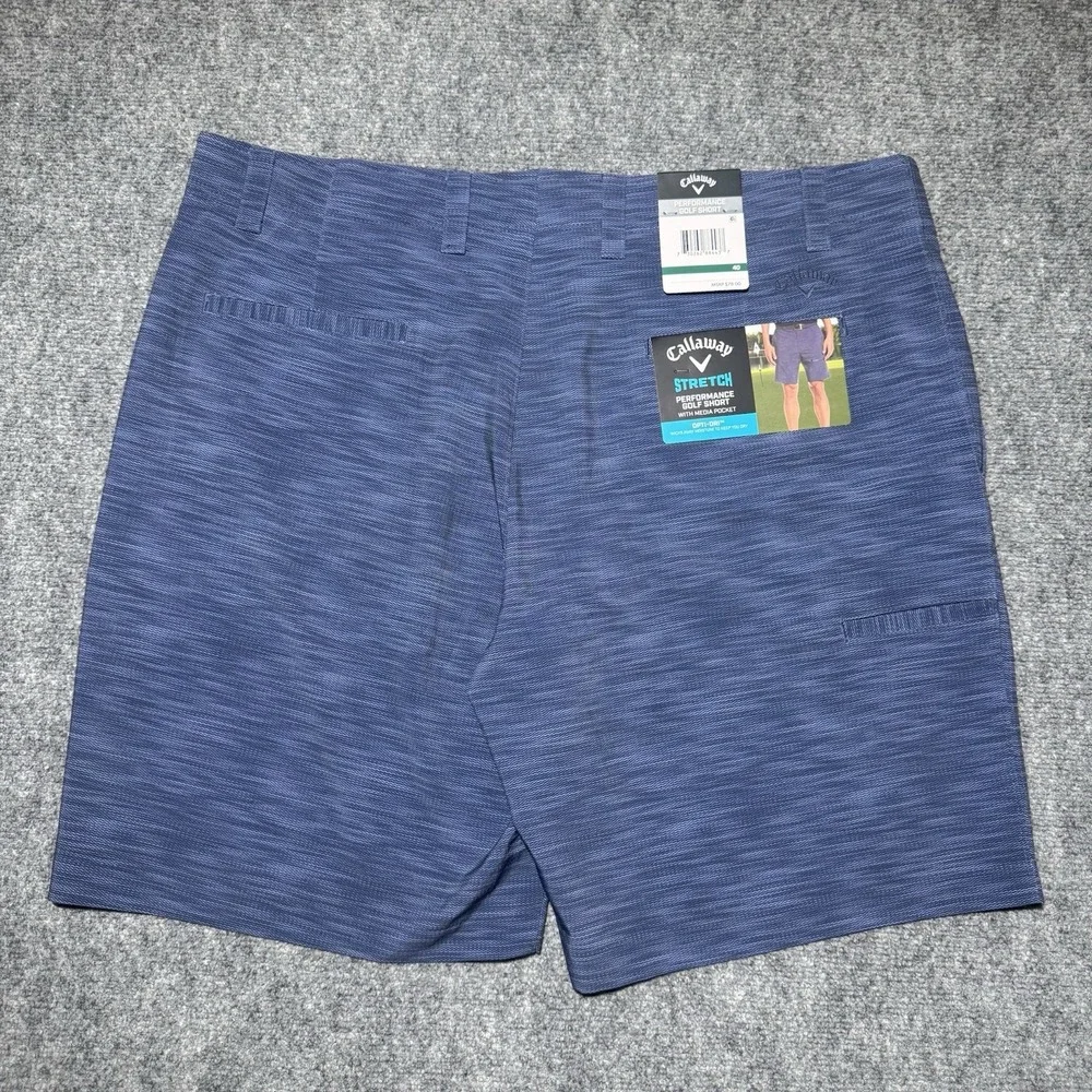 Callaway Opti-Dri Performance Golf Shorts W/Media Pocket Men 40 Peacoat Blue NWT